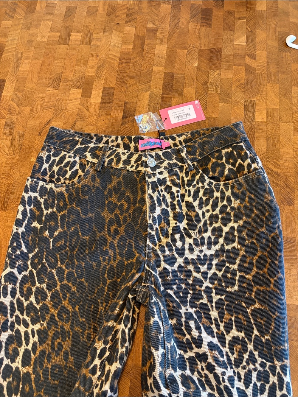 Edikted Leopard Print Denim Jeans in Brown and Black